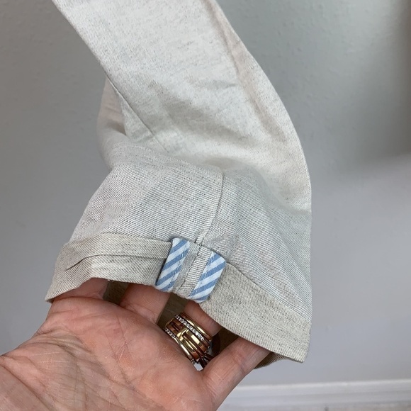 MAX Jeans: linen high waist relax hip cropped leg cuffed trousers pants EUC - Picture 5 of 9